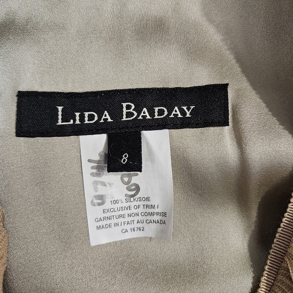 Lida Baday Champagne Silk Belted Dress - Picture 5 of 6